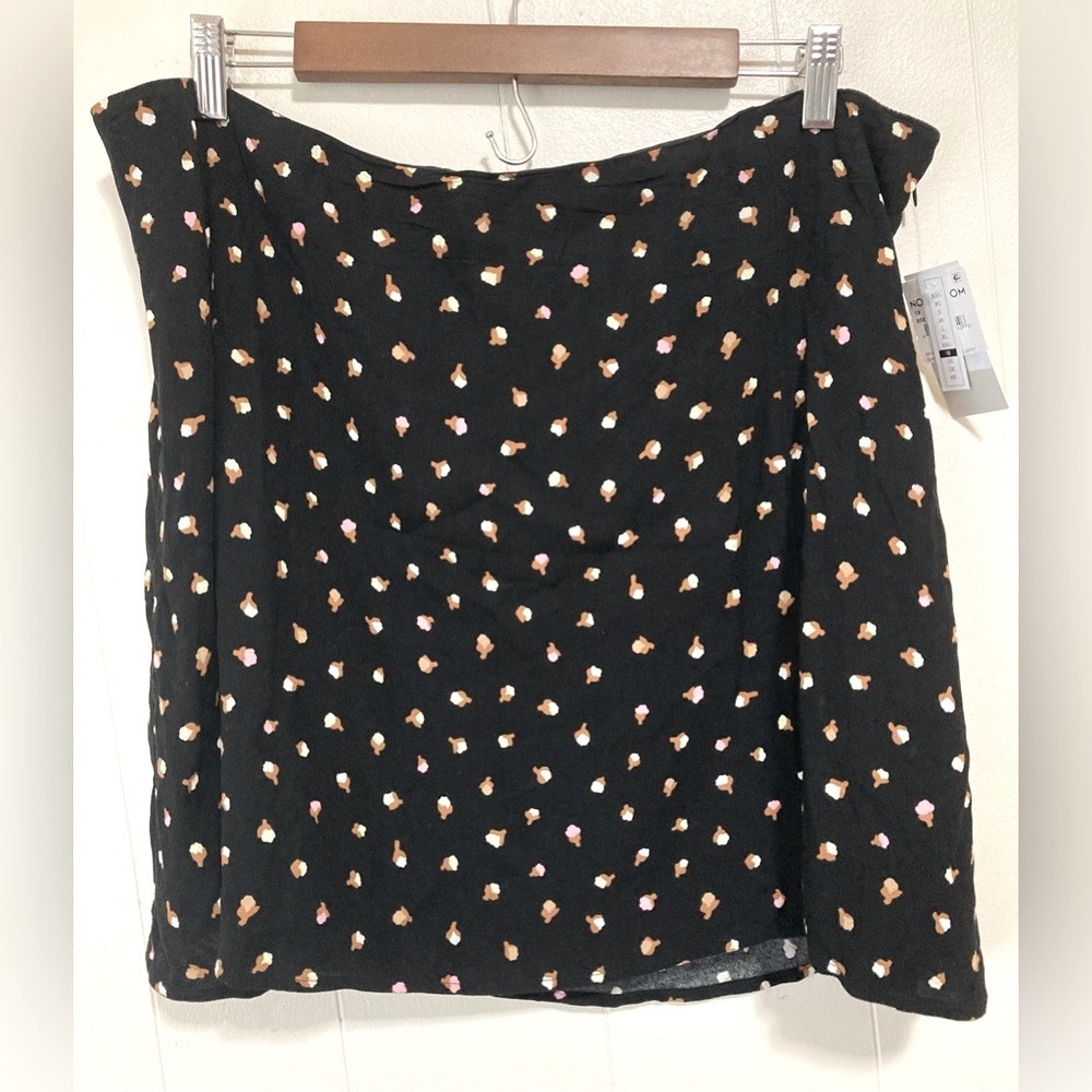 BP Black Retro Floral Ditsy Flowy Mini Skirt Rayon Size 1X